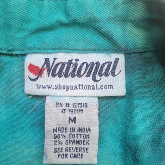 National Vintage Teal Tie Dye Hallowen Grundge Gothic Jean Jacket Size M - Picture 12 of 14